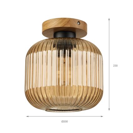 Plafondlamp MILOU WOOD 1xE27/15W/230V eiken/rookbeige Ø 20 cm