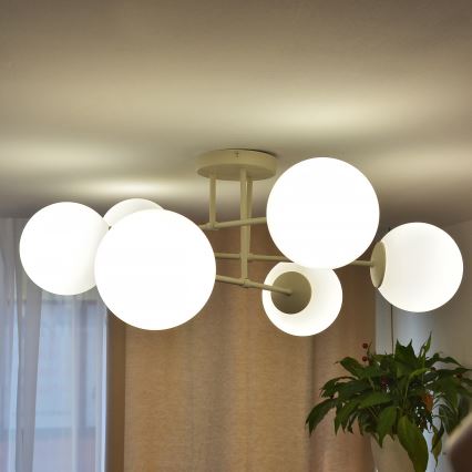 Plafondlamp MOON 6xE27/15W/230V crème