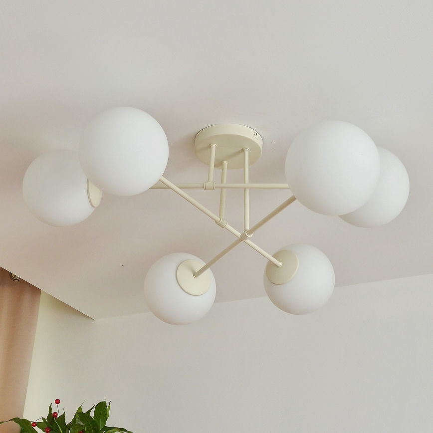 Plafondlamp MOON 6xE27/15W/230V crème