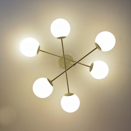 Plafondlamp MOON 6xE27/15W/230V crème