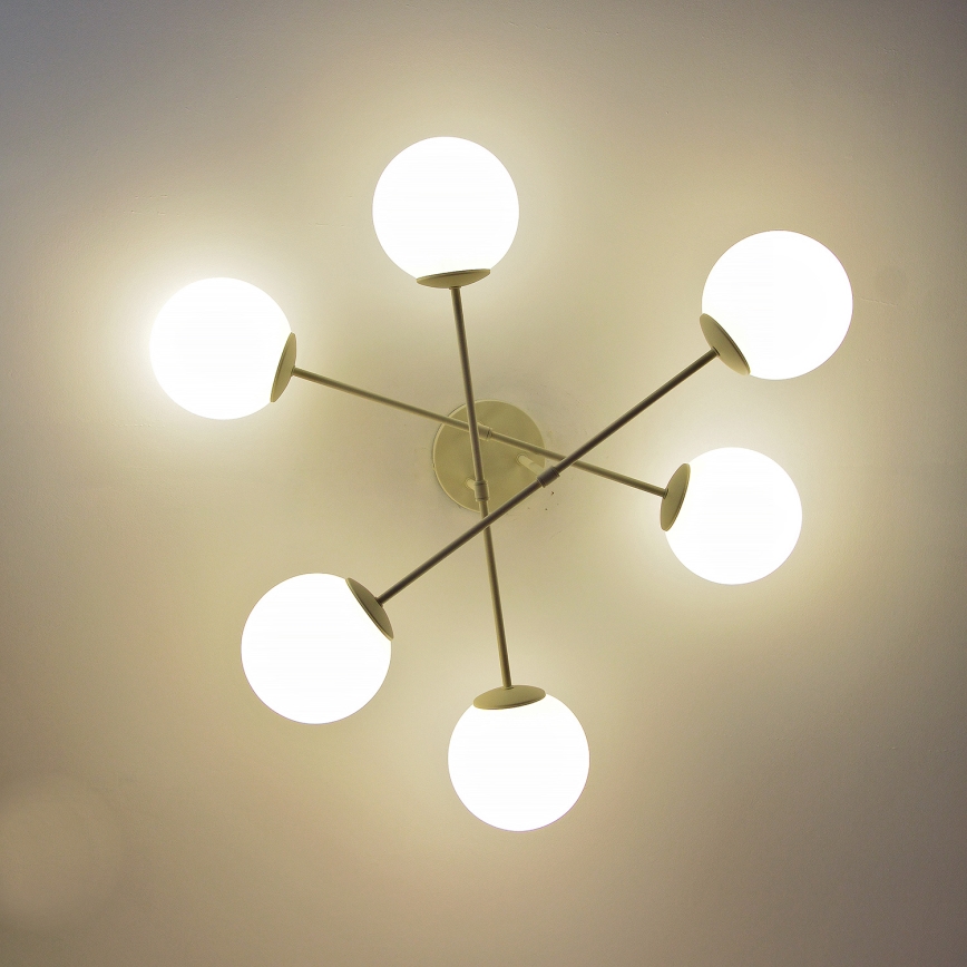 Plafondlamp MOON 6xE27/15W/230V crème