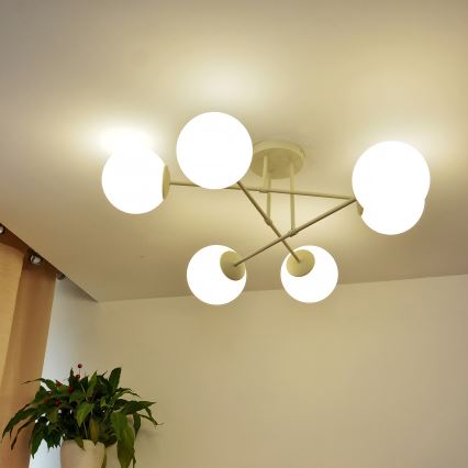 Plafondlamp MOON 6xE27/15W/230V crème