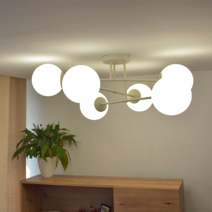 Plafondlamp MOON 6xE27/15W/230V crème