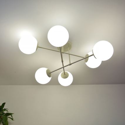 Plafondlamp MOON 6xE27/15W/230V crème