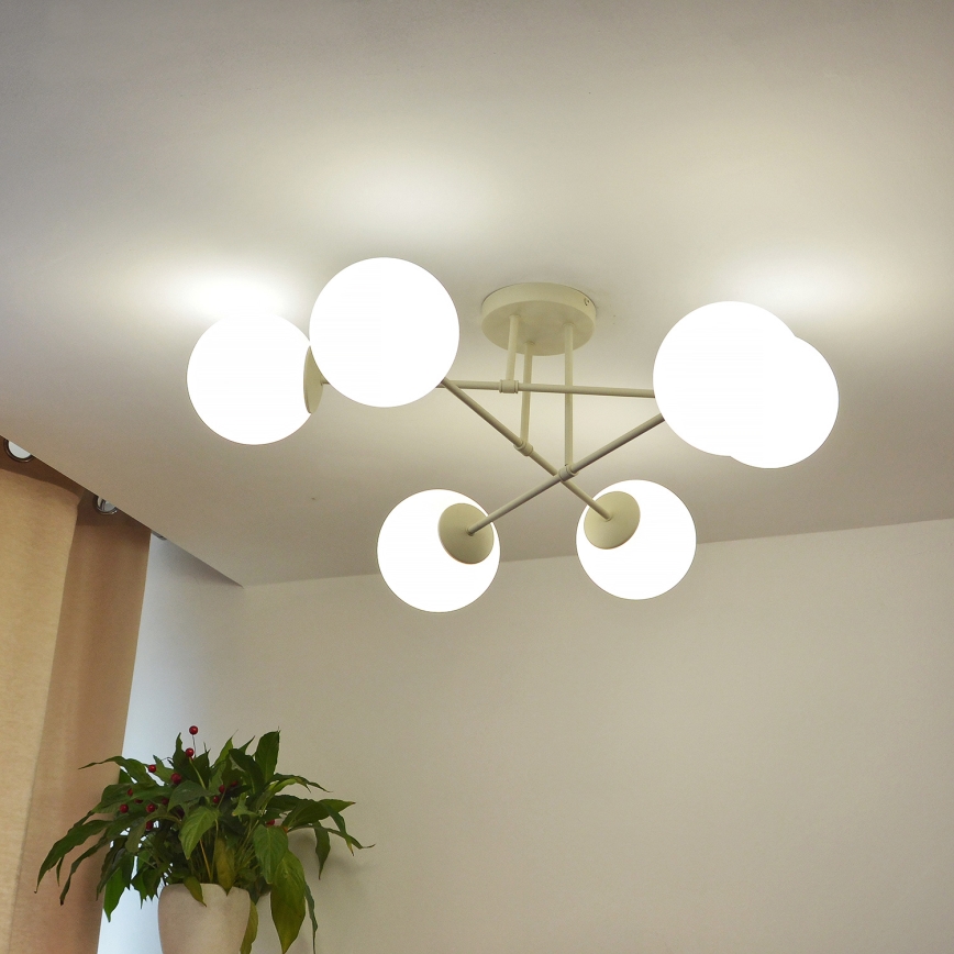 Plafondlamp MOON 6xE27/15W/230V crème