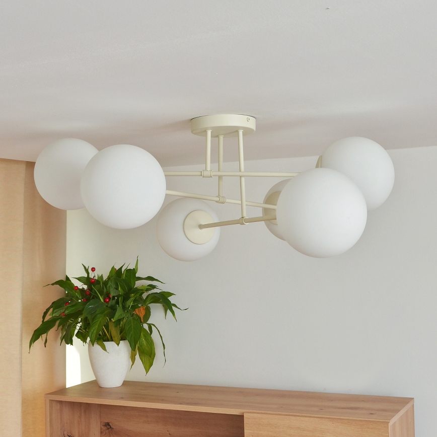 Plafondlamp MOON 6xE27/15W/230V crème