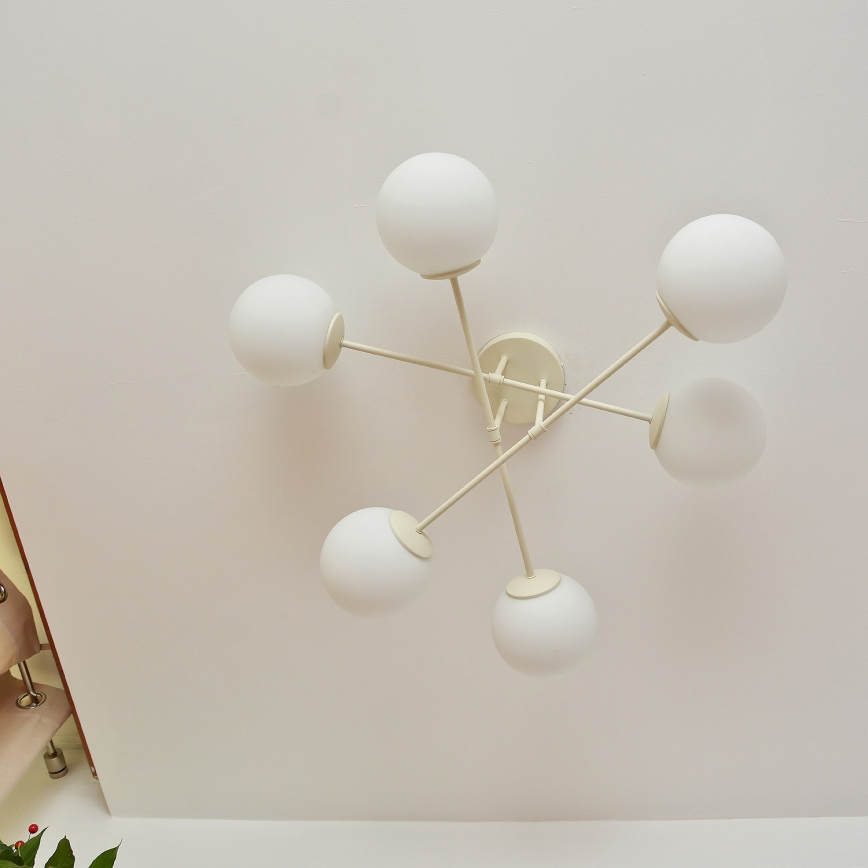 Plafondlamp MOON 6xE27/15W/230V crème