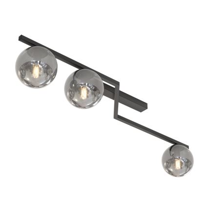 Plafondlamp NATON 3xE14/10W/230V zwart/gerookt glas
