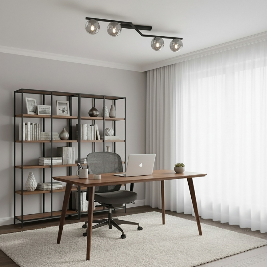 Plafondlamp NATON 4xE14/10W/230V zwart/rookglas