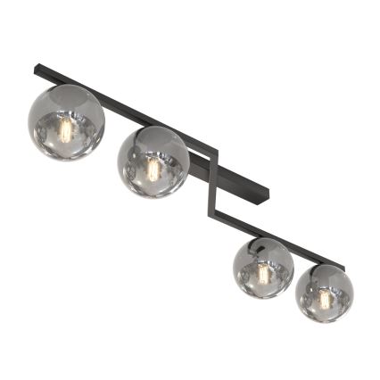 Plafondlamp NATON 4xE14/10W/230V zwart/rookglas