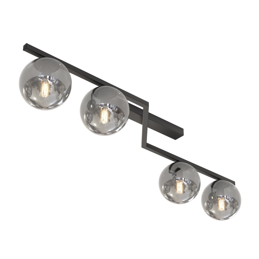 Plafondlamp NATON 4xE14/10W/230V zwart/rookglas