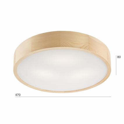 Plafondlamp NATURAL 3xE27/60W/230V Ø 47,5 cm grenen