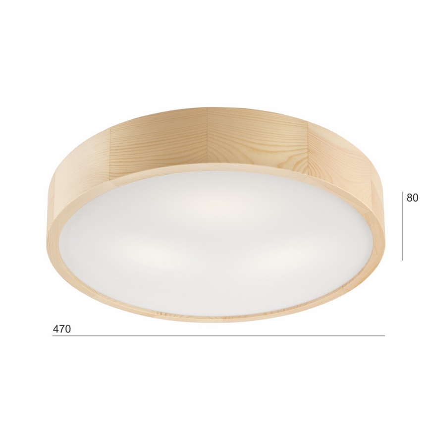Plafondlamp NATURAL 3xE27/60W/230V Ø 47,5 cm grenen