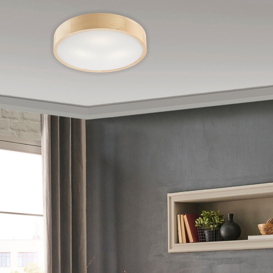 Plafondlamp NATURAL 3xE27/60W/230V ø 47 cm grenen