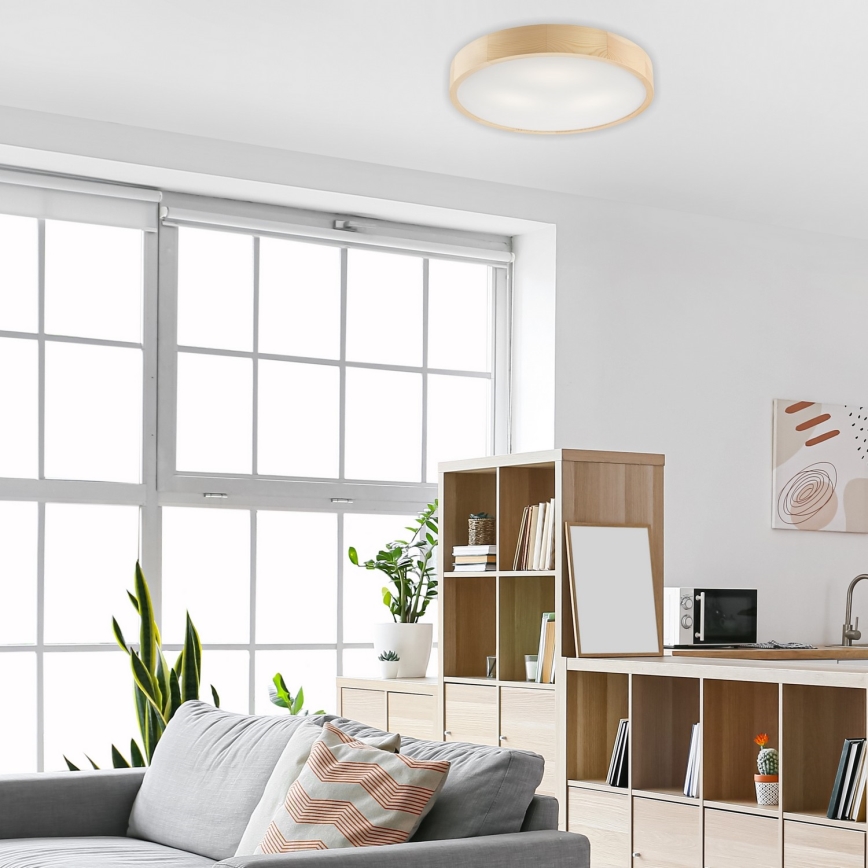 Plafondlamp NATURAL 3xE27/60W/230V ø 47 cm grenen