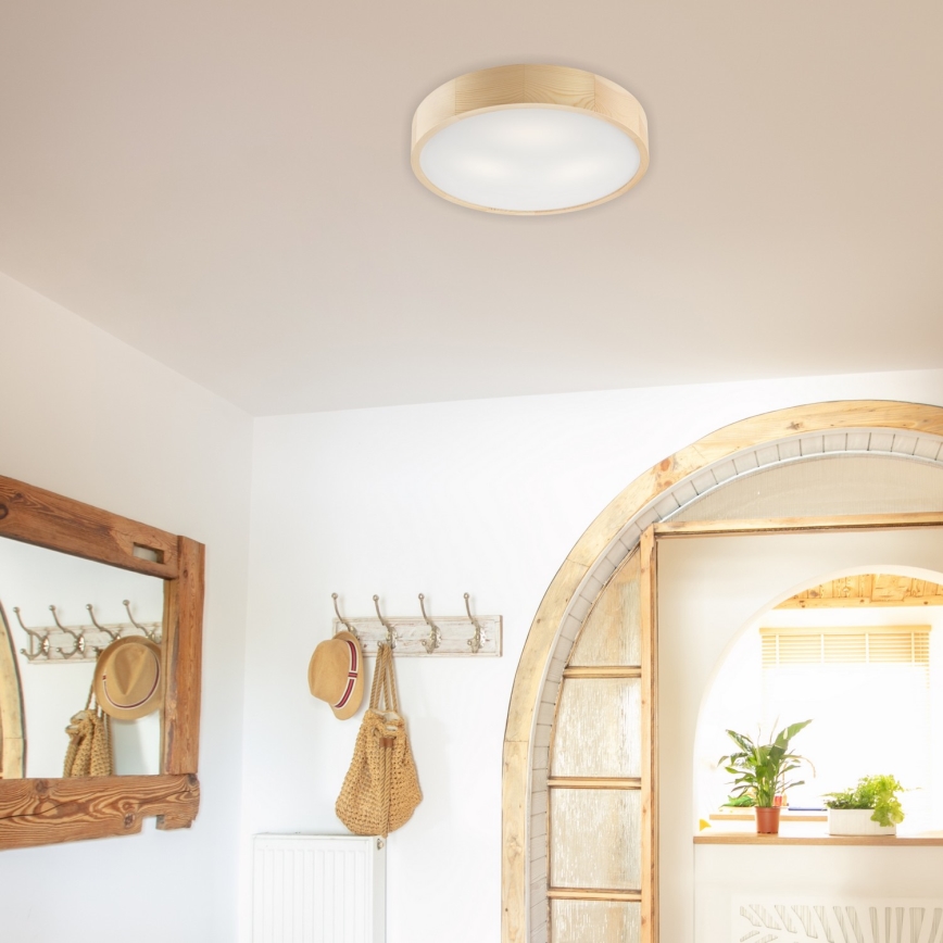Plafondlamp NATURAL 3xE27/60W/230V ø 47 cm grenen