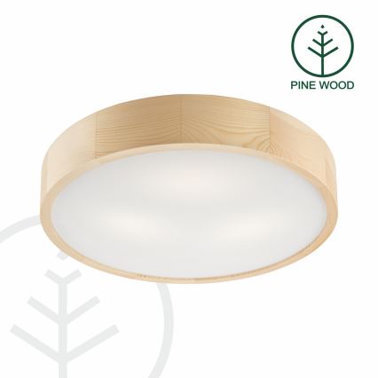 Plafondlamp NATURAL 3xE27/60W/230V ø 47 cm grenen