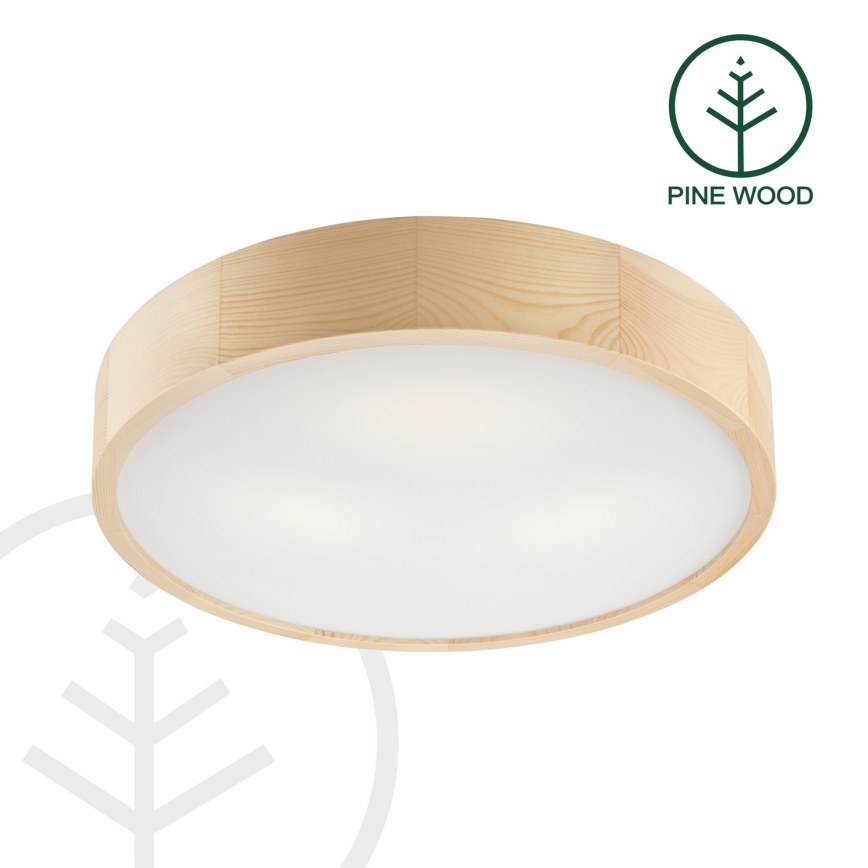 Plafondlamp NATURAL 3xE27/60W/230V ø 47 cm grenen