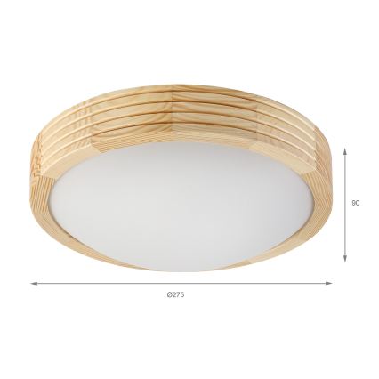 Plafondlamp NATURAL MODERN 1xE27/15W/230V, Ø 27,5 cm, dennenhout
