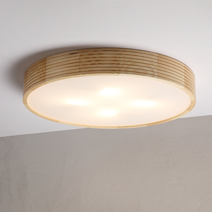 Plafondlamp NATURAL MODERN 4xE27/15W/230V Ø 58 cm grenen