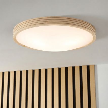 Plafondlamp NATURAL MODERN SLIM 3xE27/15W/230V Ø 47,5 cm dennenhout