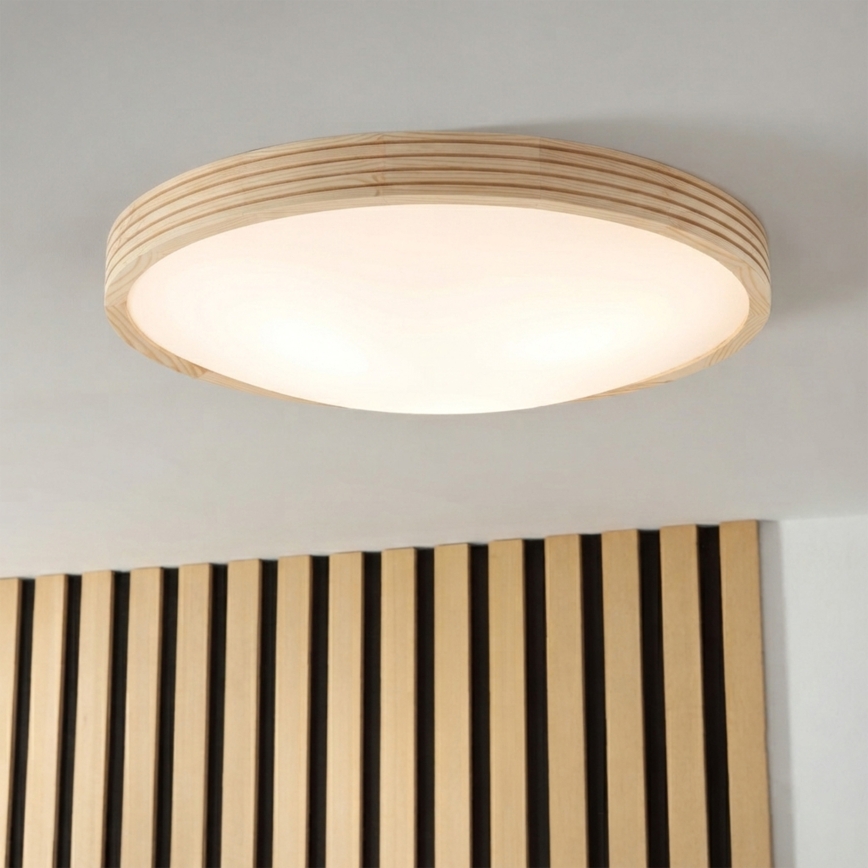 Plafondlamp NATURAL MODERN SLIM 3xE27/15W/230V Ø 47,5 cm dennenhout