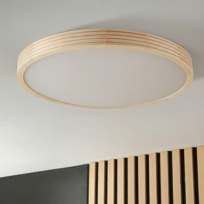 Plafondlamp NATURAL MODERN SLIM 3xE27/15W/230V Ø 47,5 cm dennenhout