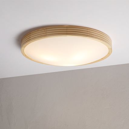 Plafondlamp NATURAL MODERN SLIM 3xE27/15W/230V Ø 47,5 cm dennenhout