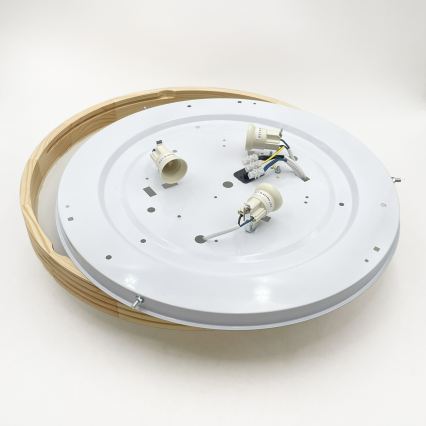Plafondlamp NATURAL MODERN SLIM 3xE27/15W/230V Ø 47,5 cm dennenhout