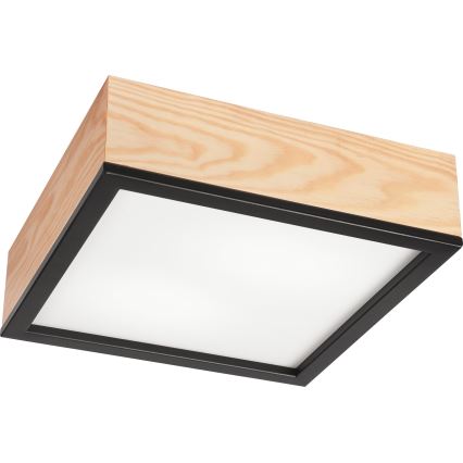 Plafondlamp NATURAL SQUARE 2xE27/15W/230V 31x31 cm Dennenboom/zwart