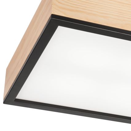 Plafondlamp NATURAL SQUARE 4xE27/15W/230V 39x39 cm Dennenboom/zwart