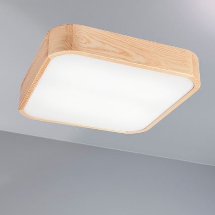Plafondlamp NATURAL SQUARE 4xE27/15W/230V 45x45 cm grenen