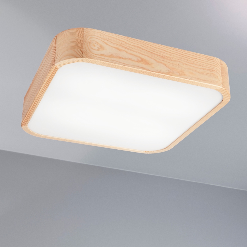 Plafondlamp NATURAL SQUARE 4xE27/15W/230V 45x45 cm grenen