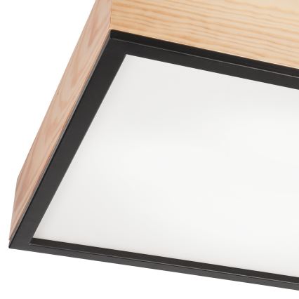 Plafondlamp NATURAL SQUARE 4xE27/15W/230V 48x48 cm Dennenboom/zwart