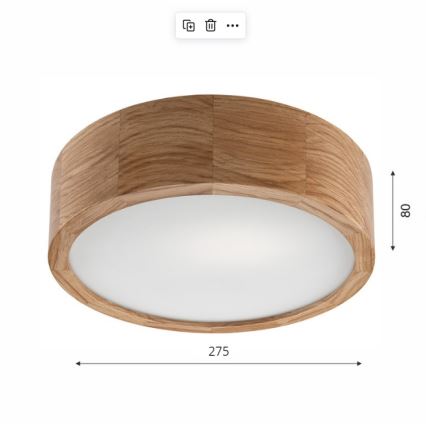 Plafondlamp OAK 1xE27/60W/230V eiken ø 27,5 cm - FSC gecertificeerd