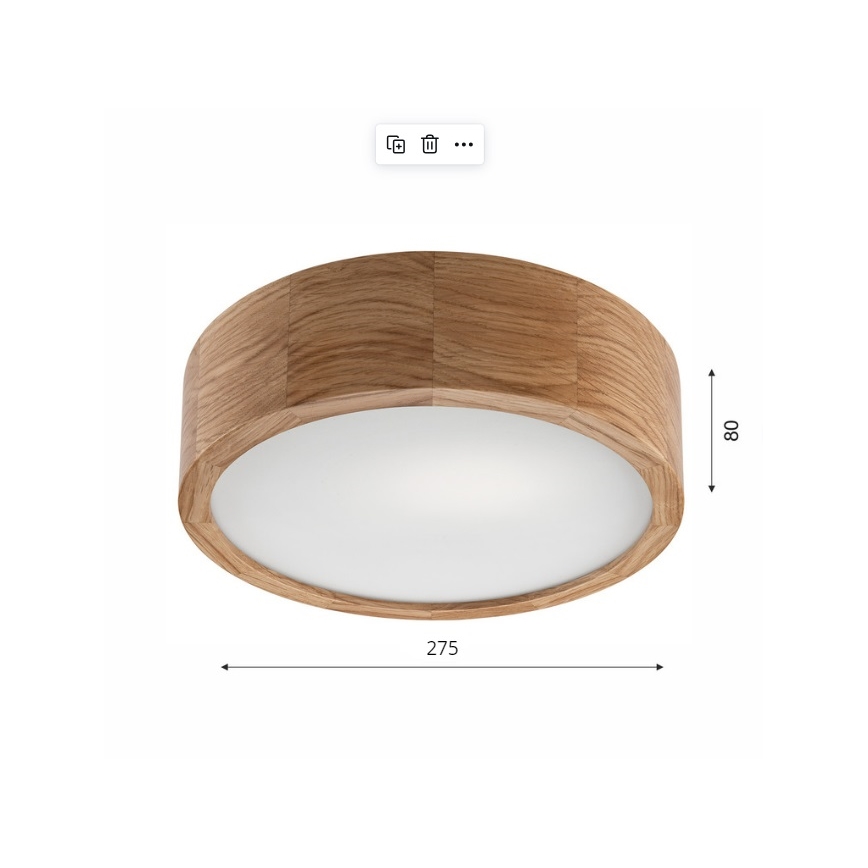 Plafondlamp OAK 1xE27/60W/230V eiken ø 27,5 cm