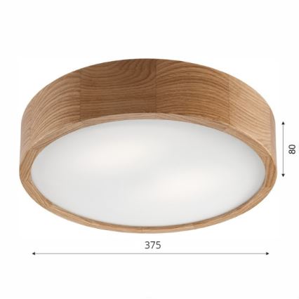 Plafondlamp OAK 2xE27/60W/230V eiken ø 37,5 cm - FSC gecertificeerd