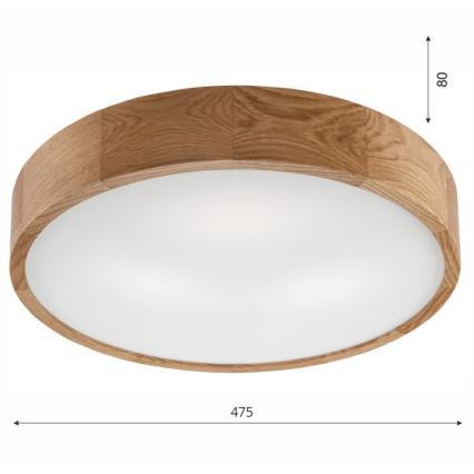 Plafondlamp OAK 3xE27/60W/230V eiken ø 47,5 cm