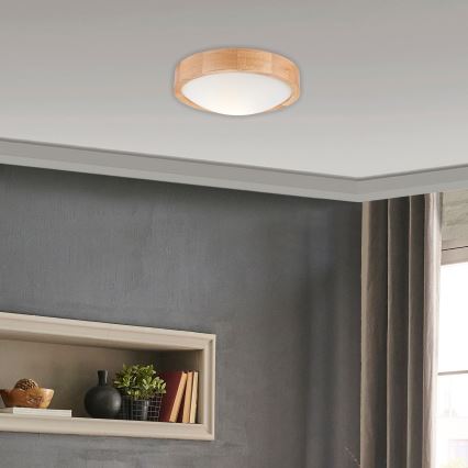 Plafondlamp OAK SLIM 1xE27/60W/230V eiken ø 27 cm