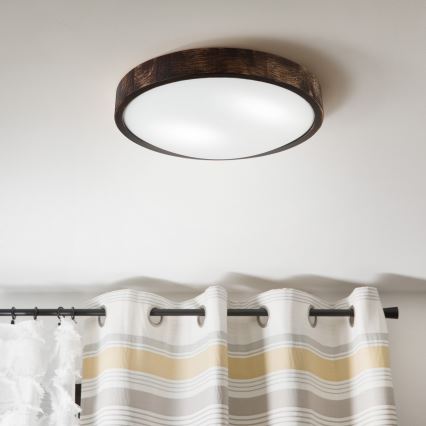 Plafondlamp OAK SLIM 2xE27/15W/230V Ø 37 cm eiken/donkerbruin