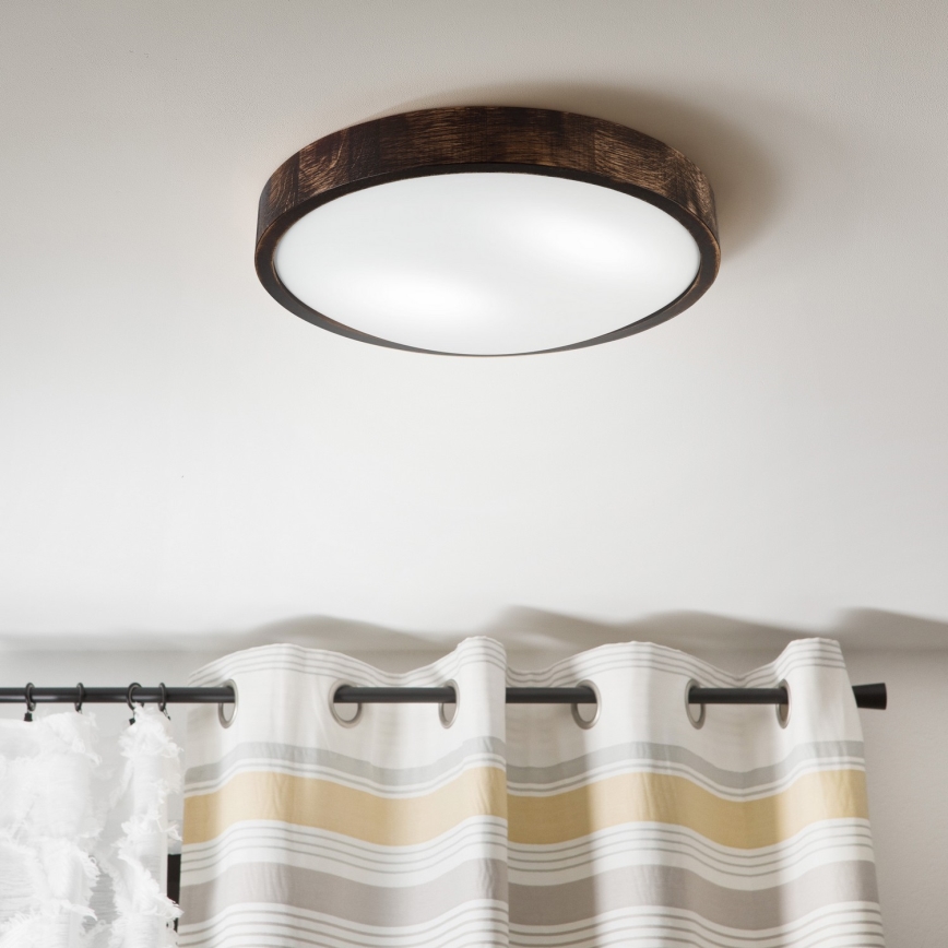 Plafondlamp OAK SLIM 2xE27/15W/230V Ø 37 cm eiken/donkerbruin