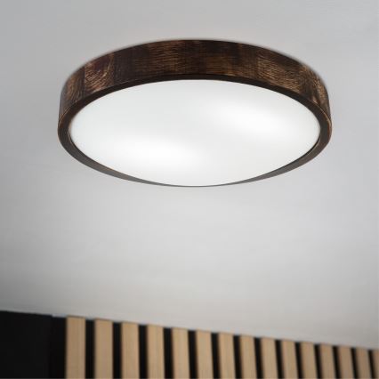 Plafondlamp OAK SLIM 2xE27/15W/230V Ø 37 cm eiken/donkerbruin
