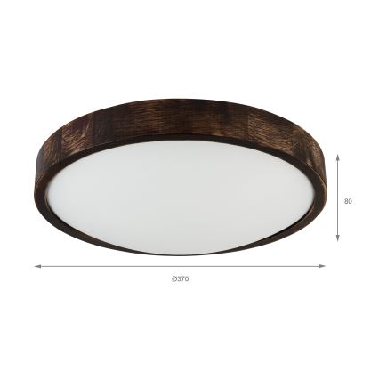 Plafondlamp OAK SLIM 2xE27/15W/230V Ø 37 cm eiken/donkerbruin