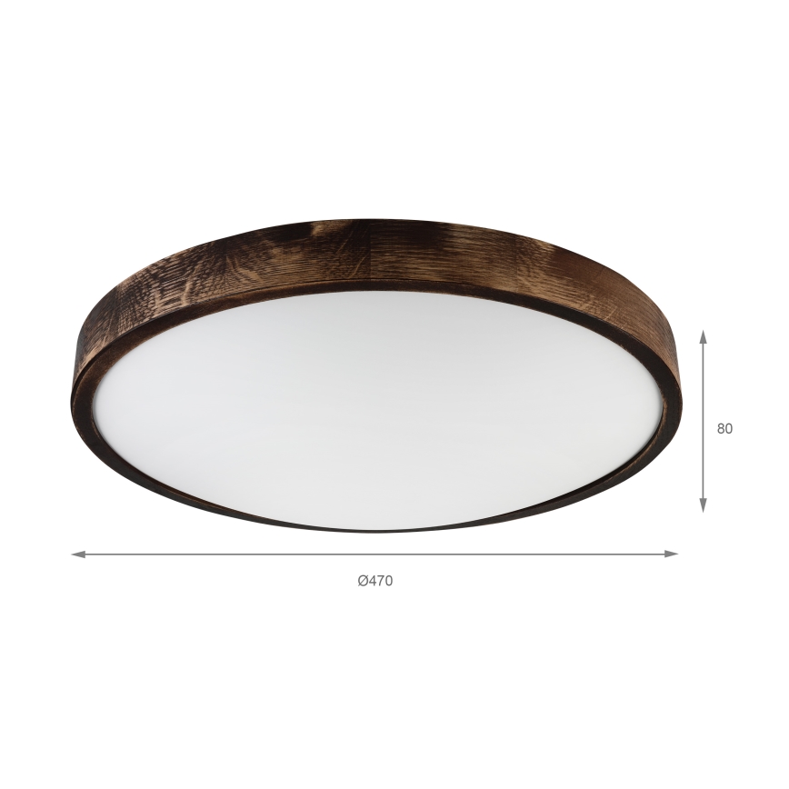 Plafondlamp OAK SLIM 3xE27/15W/230V Ø 47 cm eiken/donkerbruin