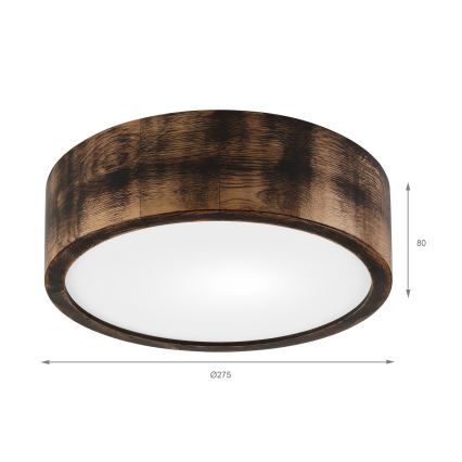 Plafondlamp OAK SMOKY 1xE27/15W/230V ø 27,5 cm eiken/donkerbruin