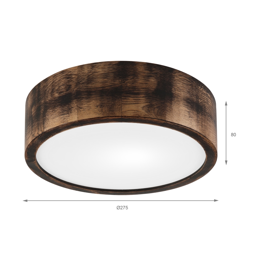 Plafondlamp OAK SMOKY 1xE27/15W/230V ø 27,5 cm eiken/donkerbruin