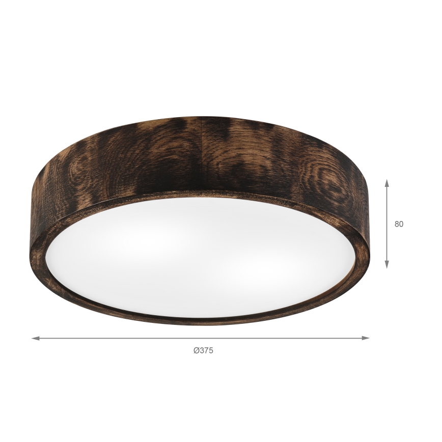 Plafondlamp OAK SMOKY 2xE27/15W/230V ø 37,5 cm eiken/donkerbruin