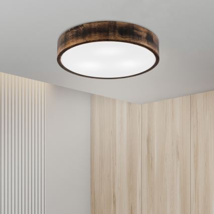 Plafondlamp OAK SMOKY 3xE27/15W/230V ø 47,5 cm eiken/donkerbruin