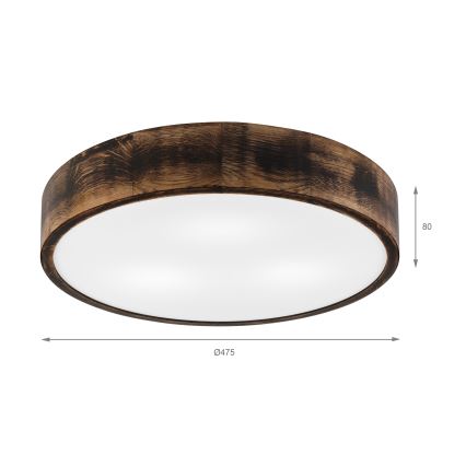 Plafondlamp OAK SMOKY 3xE27/15W/230V ø 47,5 cm eiken/donkerbruin