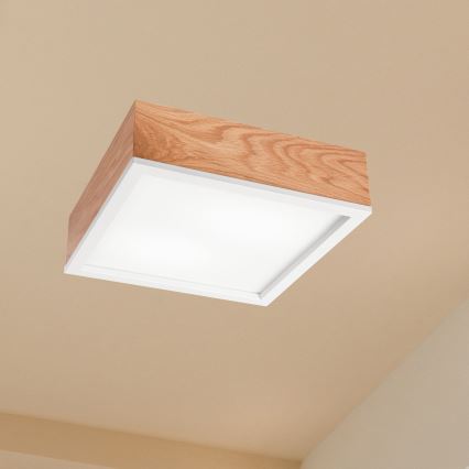 Plafondlamp OAK SQUARE 2xE27/15W/230V 31x31 cm eiken/wit